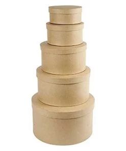 Youdoit Boîtes Et Paniers De Rangements Enfant 5 Boîtes Gigognes Rondes En Carton 9 X 16,5 Cm à 19 X 35,5 Cm