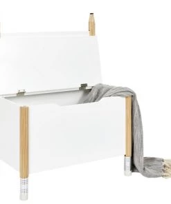 Toilinux Boîtes Et Paniers De Rangements Enfant Banc Pour Chambre D'enfant Avec Coffre De Rangement Blanc -Coussins enfant Soldes 2022 banc pour chambre d enfant avec coffre de rangement blanc 3