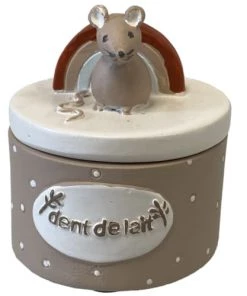 Amadeus Accessoires De Salle De Bain Enfant Boite à Dents De Lait Arc En Ciel Et Souris Beige