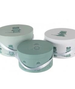 LANADECO Boîtes Et Paniers De Rangements Enfant Boîtes Dragon En Papier Blanc Et Menthe - Lot De 3