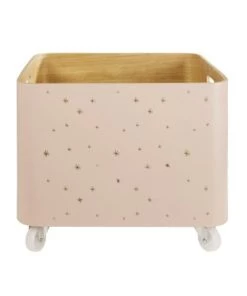 Maisons Du Monde Boîtes Et Paniers De Rangements Enfant Caisse à Jouets à Roulettes En Paulownia Rose Pastel Imprimé
