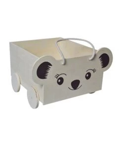Artemio Boîtes Et Paniers De Rangements Enfant Chariot En Bois Koala 34x30x20,5cm