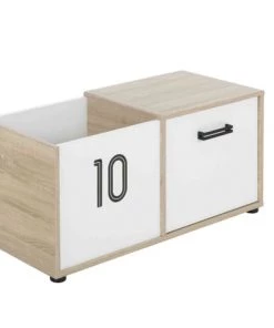 Terre De Nuit Boîtes Et Paniers De Rangements Enfant Coffre 1 Porte En Bois Imitation Chêne Clair Et Blanc -Coussins enfant Soldes 2022 coffre 1 porte en bois imitation chene clair et blanc 1