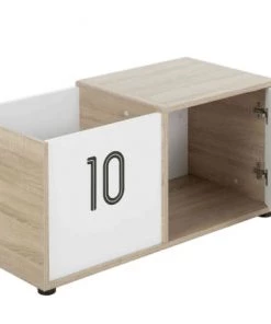 Terre De Nuit Boîtes Et Paniers De Rangements Enfant Coffre 1 Porte En Bois Imitation Chêne Clair Et Blanc -Coussins enfant Soldes 2022 coffre 1 porte en bois imitation chene clair et blanc 2
