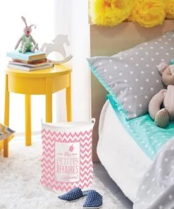 STC Boîtes Et Paniers De Rangements Enfant Corbeille à Linge Ou à Jouets Rose H50cm -Coussins enfant Soldes 2022 corbeille a linge ou a jouets rose h50cm 1