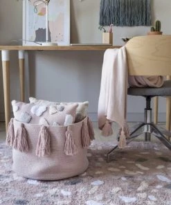 Lorena Canals Boîtes Et Paniers De Rangements Enfant Corbeille En Coton Rose 30xØ45 -Coussins enfant Soldes 2022 corbeille en coton rose 30xoe45 5