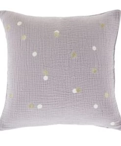 Maisons Du Monde Coussins Enfant Coussin à Pois En Gaze De Coton Doré Et Violet, 35x35