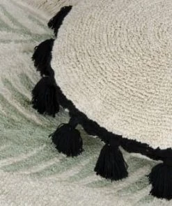 Lorena Canals Coussins Enfant Coussin à Pompons Circulaire Noir -Coussins enfant Soldes 2022 coussin a pompons circulaire noir 2