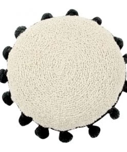Lorena Canals Coussins Enfant Coussin à Pompons Circulaire Noir