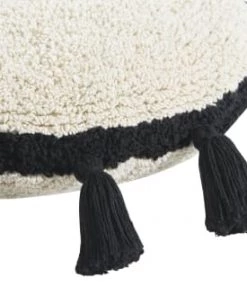 Lorena Canals Coussins Enfant Coussin à Pompons Circulaire Noir -Coussins enfant Soldes 2022 coussin a pompons circulaire noir 3