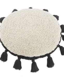 Lorena Canals Coussins Enfant Coussin à Pompons Circulaire Noir -Coussins enfant Soldes 2022 coussin a pompons circulaire noir 4