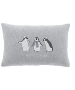 Maisons Du Monde Coussins Enfant Coussin Blanc Et Gris Imprimé Pingouins 25x40