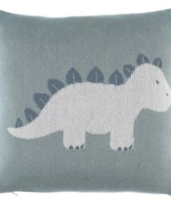 Noukie's Coussins Enfant Coussin Carré En Tricot Bio Ops Le Tricératops TSO (36 X 36 Cm)