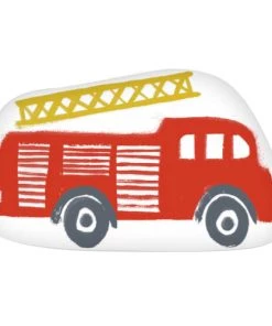 Future Home Coussins Enfant Coussin Coton Blanc Avec Camion De Pompiers 44x27cm