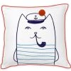 Future Home Coussins Enfant Coussin Coton Blanc Avec Chat Marin 40x40cm -Coussins enfant Soldes 2022 coussin coton blanc avec chat marin 40x40cm