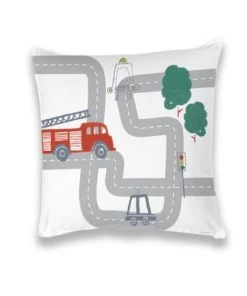 Future Home Coussins Enfant Coussin Coton Blanc Avec Circuit 40x40cm