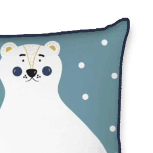 Future Home Coussins Enfant Coussin Coton Bleu Avec Ours Blanc 40x40cm 4 Future Home Coussins Enfant Coussin Coton Bleu Avec Ours Blanc 40x40cm – Image 2