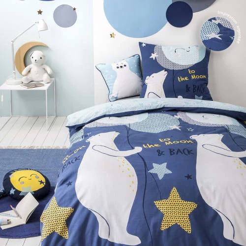 Future Home Coussins Enfant Coussin Coton Bleu Avec Ours Blanc 40x40cm 6 Future Home Coussins Enfant Coussin Coton Bleu Avec Ours Blanc 40x40cm – Image 4