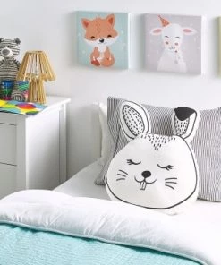 Beliani Coussins Enfant Coussin Décoratif En Tissu Blanc 43x12cm -Coussins enfant Soldes 2022 coussin decoratif en tissu blanc 43x12cm 1