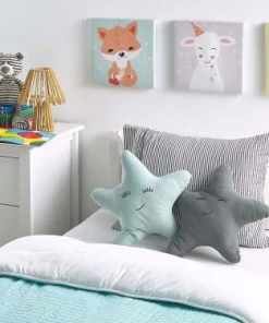 Beliani Coussins Enfant Coussin Décoratif En Tissu Bleu 40x12cm -Coussins enfant Soldes 2022 coussin decoratif en tissu bleu 40x12cm 1