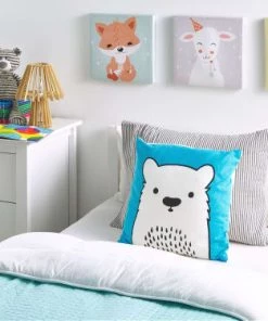 Beliani Coussins Enfant Coussin Décoratif En Tissu Bleu 45x12cm -Coussins enfant Soldes 2022 coussin decoratif en tissu bleu 45x12cm 1