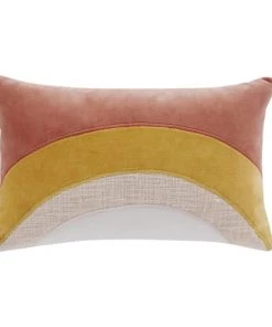 Maisons Du Monde Coussins Enfant Coussin En Coton Tramé Et Velours De Coton Roses Et Jaune Moutarde 25x40