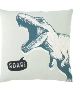 Maisons Du Monde Coussins Enfant Coussin En Coton Vert Et Gris Imprimé Dinosaures 40x40