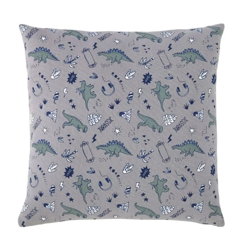 Maisons Du Monde Coussins Enfant Coussin En Coton Vert Et Gris Imprimé Dinosaures 40x40 4 Maisons Du Monde Coussins Enfant Coussin En Coton Vert Et Gris Imprimé Dinosaures 40x40 – Image 2