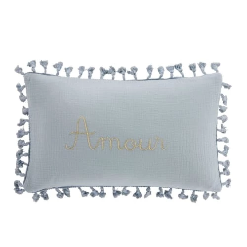 Maisons Du Monde Coussins Enfant Coussin En Gaze De Coton Bio Bleu Et Doré à Pompons 25x40 3 Maisons Du Monde Coussins Enfant Coussin En Gaze De Coton Bio Bleu Et Doré à Pompons 25x40