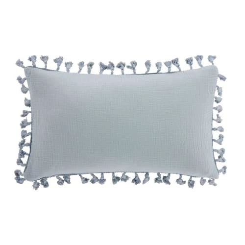 Maisons Du Monde Coussins Enfant Coussin En Gaze De Coton Bio Bleu Et Doré à Pompons 25x40 4 Maisons Du Monde Coussins Enfant Coussin En Gaze De Coton Bio Bleu Et Doré à Pompons 25x40 – Image 2