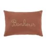 Maisons Du Monde Coussins Enfant Coussin En Gaze De Coton Imprimé "Bonheur" Doré Et Terracotta, 25x40