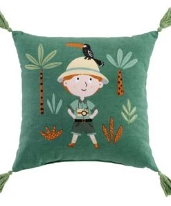 Home Maison Coussins Enfant Coussin Enfant L'explorateur Coton Vert 40 X 40