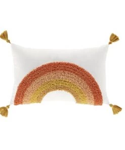 Maisons Du Monde Coussins Enfant Coussin Imprimé Arc-en-ciel Jaune Moutarde, Jaune Et Blanc, 25x40