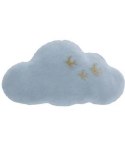 Maisons Du Monde Coussins Enfant Coussin Nuage En Coton Bleu Broderies Hirondelles Dorées 35x20