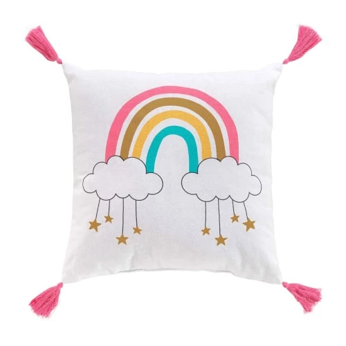 Douceur D'Intérieur Coussins Enfant Coussin Pompons Coton 40x40cm 3 Douceur D'Intérieur Coussins Enfant Coussin Pompons Coton 40x40cm