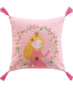 Douceur D'Intérieur Coussins Enfant Coussin Pompons Coton 40x40cm