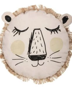 Decoratie Coussins Enfant Coussin Rond Lion Franges D38cm