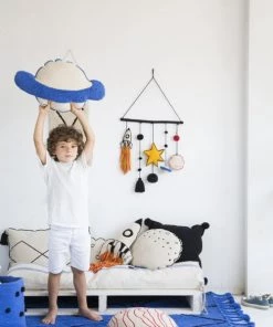 Lorena Canals Coussins Enfant Coussin Saturne En Coton Blanc Et Bleu 40x60 -Coussins enfant Soldes 2022 coussin saturne en coton blanc et bleu 40x60 2