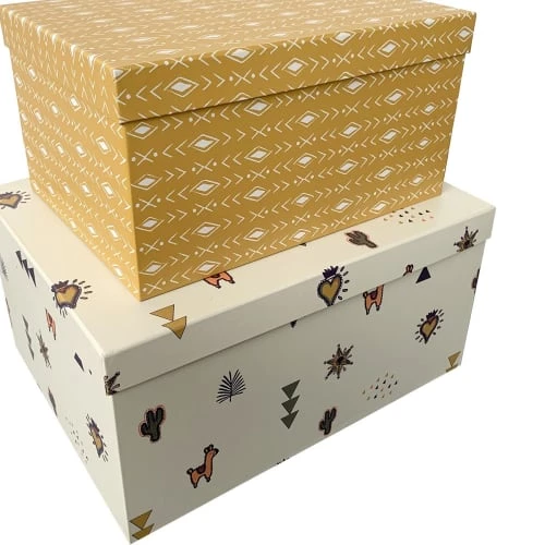 Future Home Boîtes Et Paniers De Rangements Enfant Lot De 2 Boîtes En Carton Imprimé Blanc Et Jaune 4 Future Home Boîtes Et Paniers De Rangements Enfant Lot De 2 Boîtes En Carton Imprimé Blanc Et Jaune – Image 2