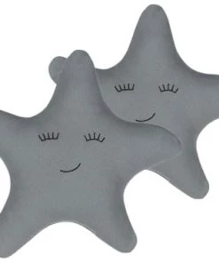 Beliani Coussins Enfant Lot De 2 Coussin Décoratifs En Tissu Gris 40x12cm