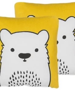 Beliani Coussins Enfant Lot De 2 Coussin Décoratifs En Tissu Jaune 45x12cm