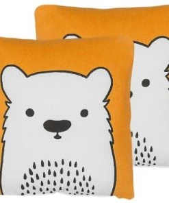 Beliani Coussins Enfant Lot De 2 Coussin Décoratifs En Tissu Orange 45x12cm