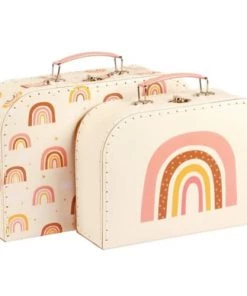 A Little Lovely Company Boîtes Et Paniers De Rangements Enfant Lot De 2 Valisettes De Rangement Arc-en-ciel