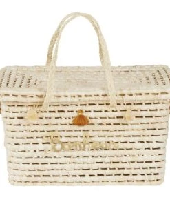 Maisons Du Monde Boîtes Et Paniers De Rangements Enfant Malle En Fibre Végétale Tressée Beige, Dorée Et Marron