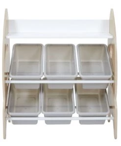 Toilinux Boîtes Et Paniers De Rangements Enfant Meuble De Rangement 6 Bacs Et 1 étagère Beige -Coussins enfant Soldes 2022 meuble de rangement 6 bacs et 1 etagere beige 2
