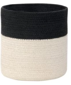 Lorena Canals Boîtes Et Paniers De Rangements Enfant Panier Bicolore En Coton Noir Et Beige 22xØ21