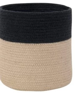 Lorena Canals Boîtes Et Paniers De Rangements Enfant Panier Bicolore En Coton Noir Et Lin 22xØ21