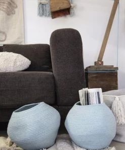 Lorena Canals Boîtes Et Paniers De Rangements Enfant Panier Boule Coton Bleu 30xØ30 -Coussins enfant Soldes 2022 panier boule coton bleu 30xoe30 5