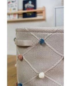 Kindsgut Boîtes Et Paniers De Rangements Enfant Panier De Rangement Avec Pompons En Coton Certifié -Coussins enfant Soldes 2022 panier de rangement avec pompons en coton certifie 7