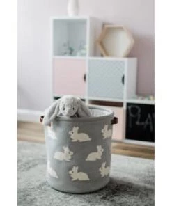 Coussins enfant Soldes 2022 -Coussins enfant Soldes 2022 panier de rangement en coton gris 7